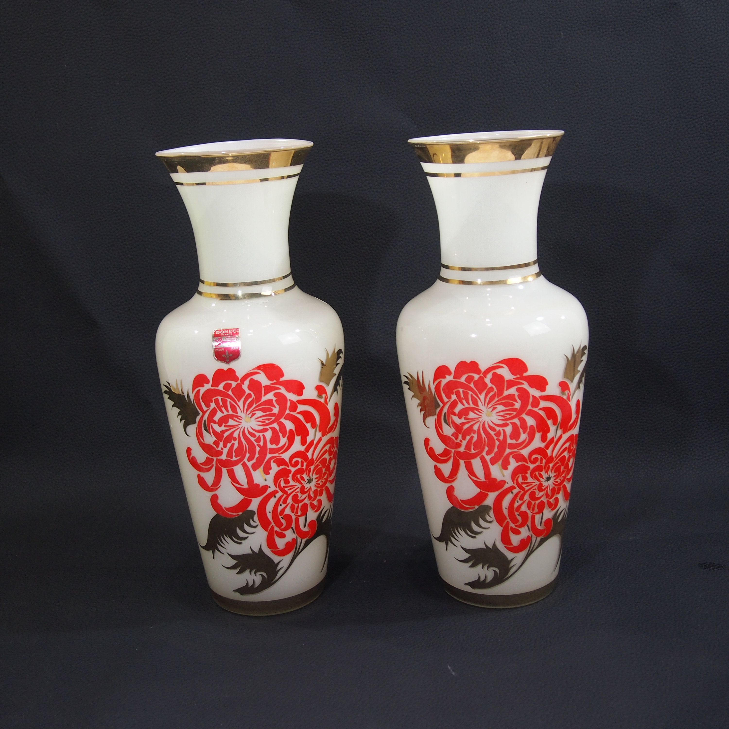 Paire Grand Vases Opaline Domec/Vintage