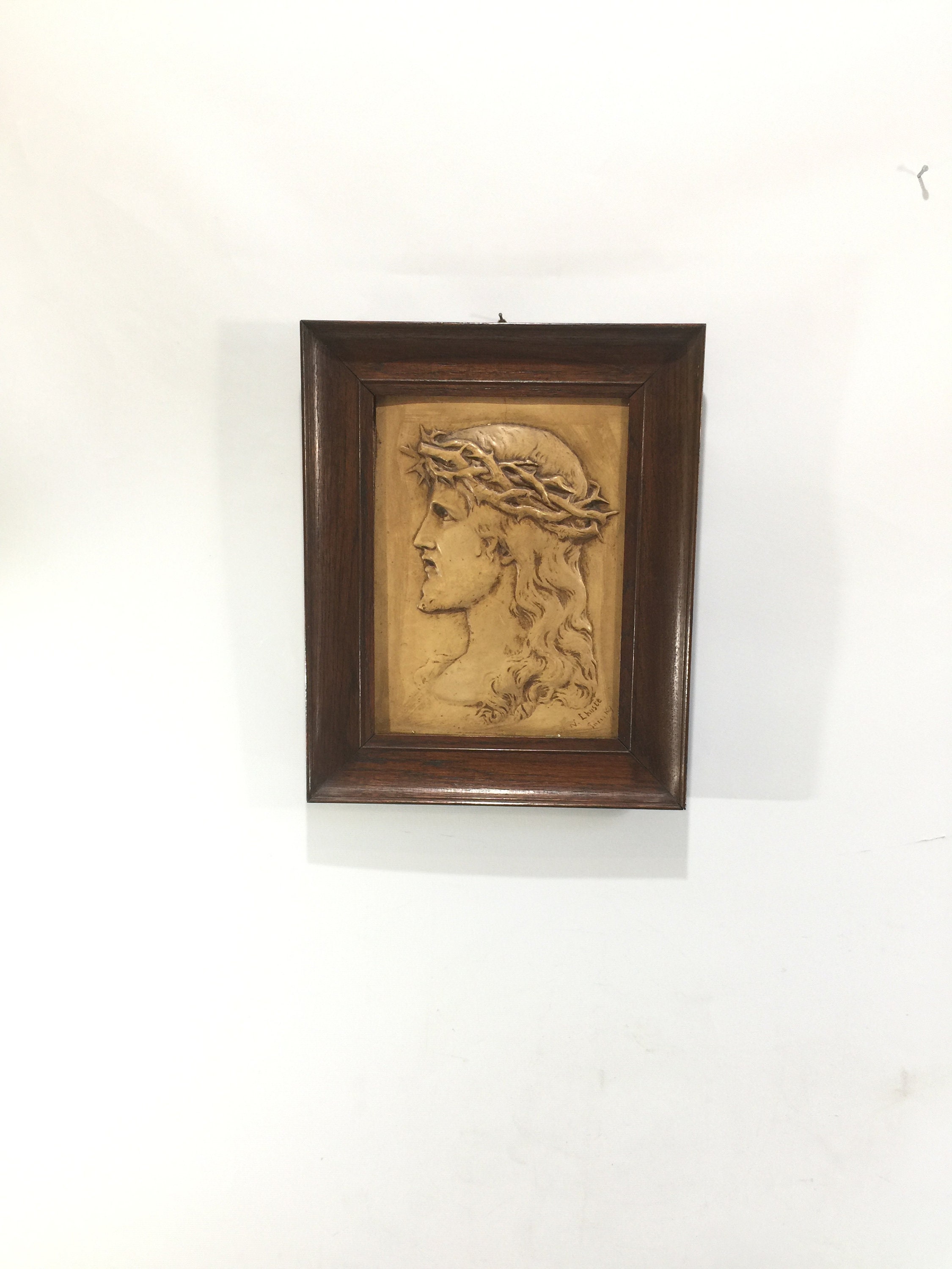 Tableau Ancien en Cire /Christ/ N Lhuste/Vintage