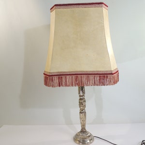 Bronze lamp and leather/vintage lampshade/néo classique style
