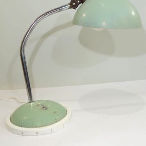 Adjustable desk lamp in water green metal from the 1950s / Vintage