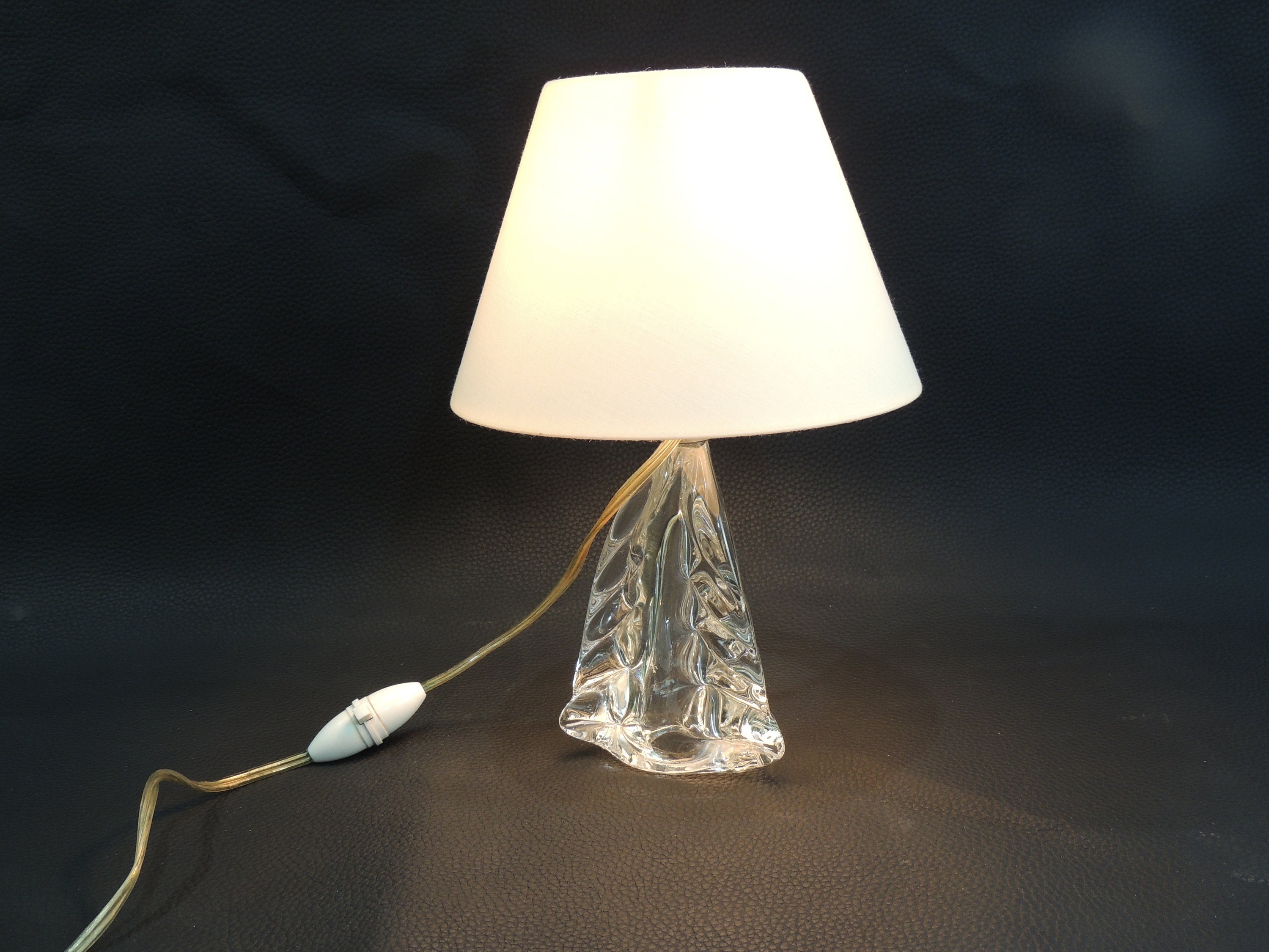 Lampe en Verre Cristal Soufflé/1950/Vintage