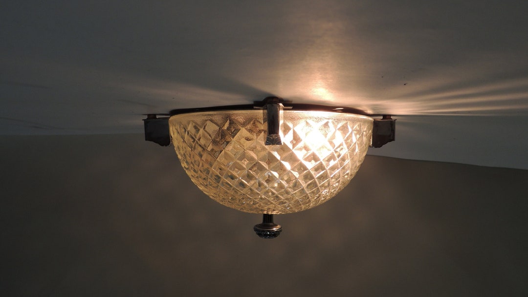 Cut Glass Ceiling Light / Vintage Etsy