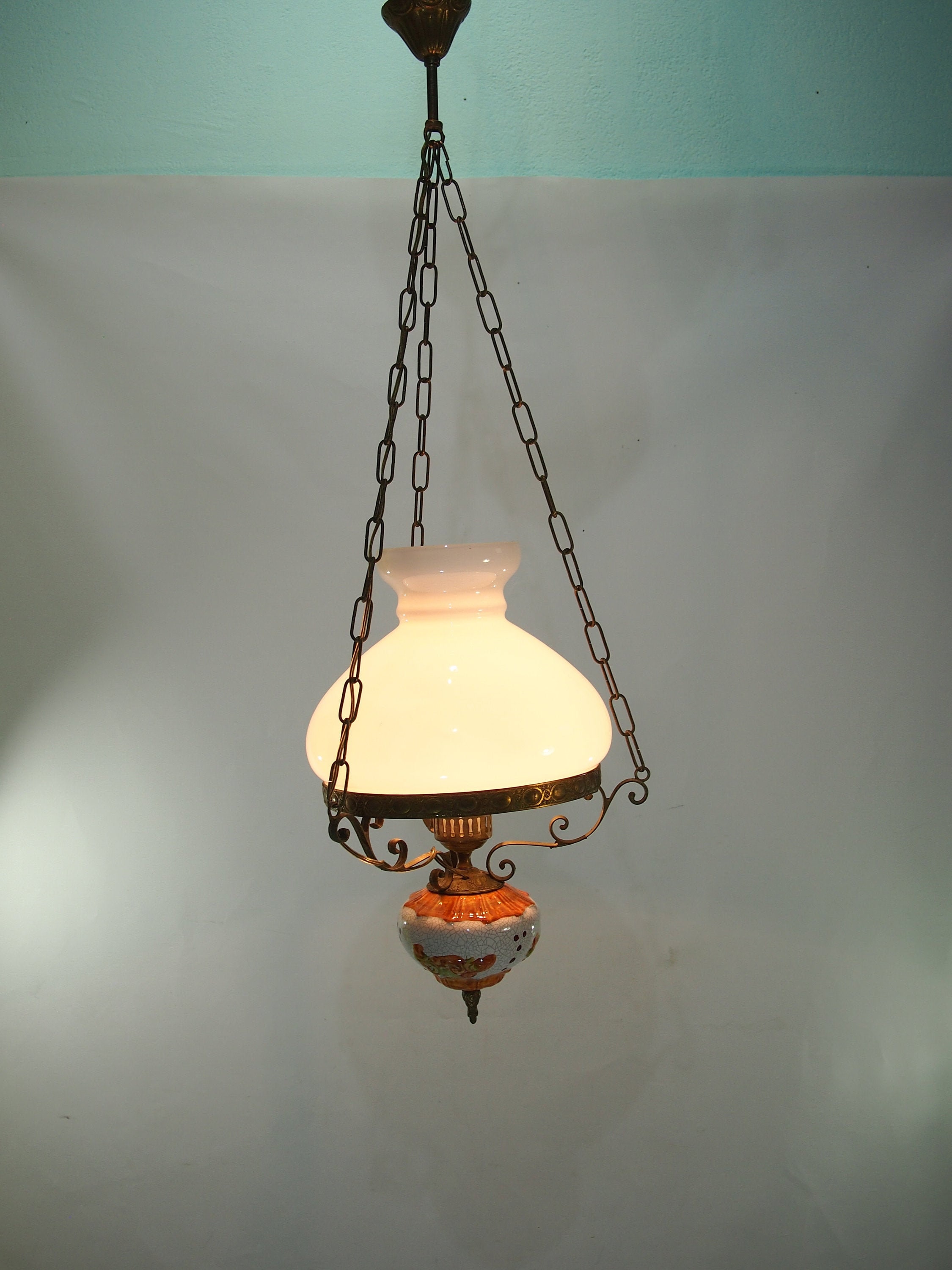 Luminaire Suspension Verre et Céramique /Abat-Jour