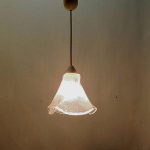 Vintage Frosted Glass Flower Pendant Light – 1970s Ceiling Lamp