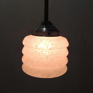 Vintage pendant light in white speckled opaline glass – Art Deco style