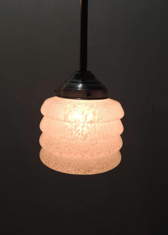 ABAT JOUR GLOBE De Lustre Lampe Verre Opaline Blanche Ponctuee De Reliefs Ronds EUR 45,00 - FR