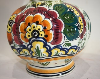 オランダのデルフト陶器のヴィンテージ手描き多色花瓶、花柄 - Etsy 日本