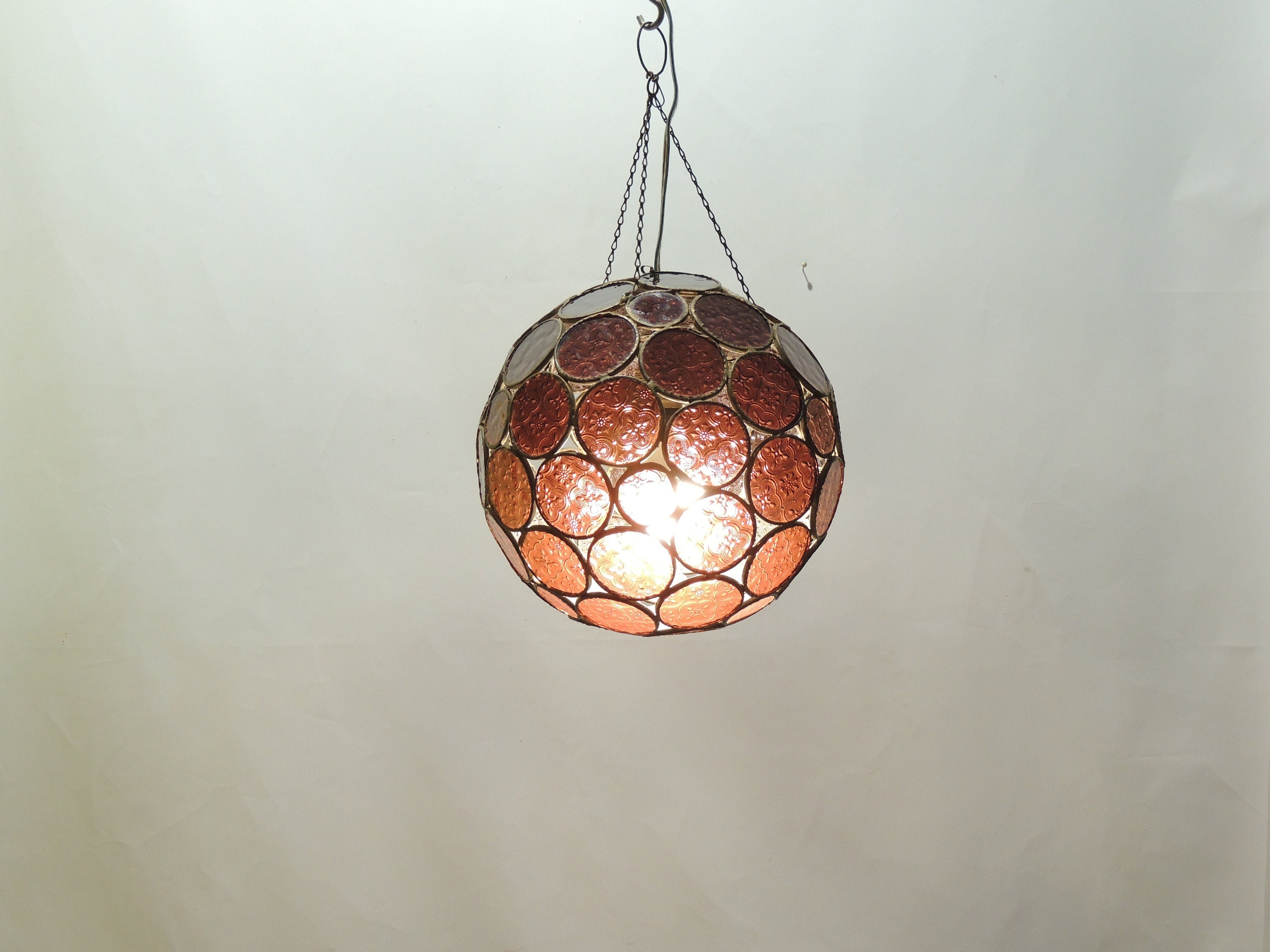 Suspension Boule Vitrail à Facettes/Vintage