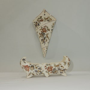 SARREGUEMINES U&C 1900 wall flower and planter set