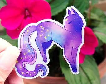 Holographic Void Cat Sticker | Cute Cat Sticker | Night Sky | Celestial Witch Cat | Starry Night | Laptop Decal | Cute Stationary