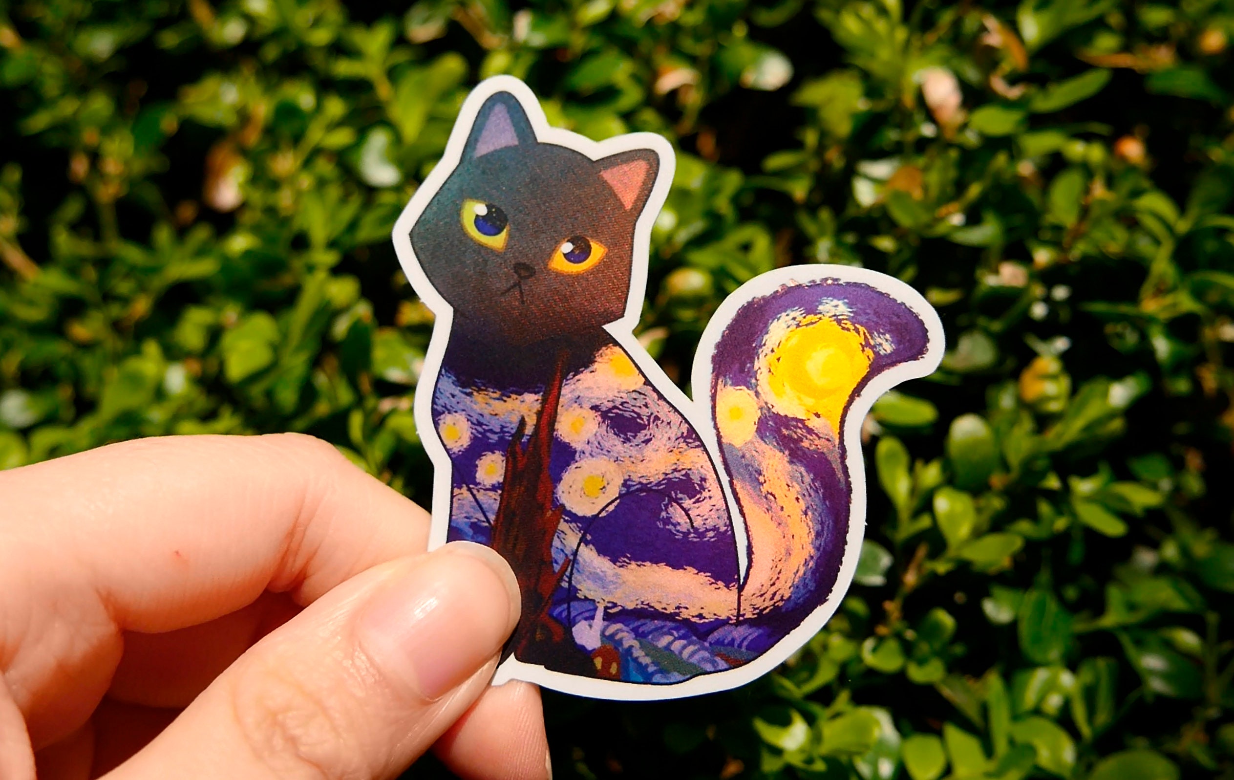 Vincent Van Gogh Sticker Starry Night Cute Vinyl Cat | Etsy