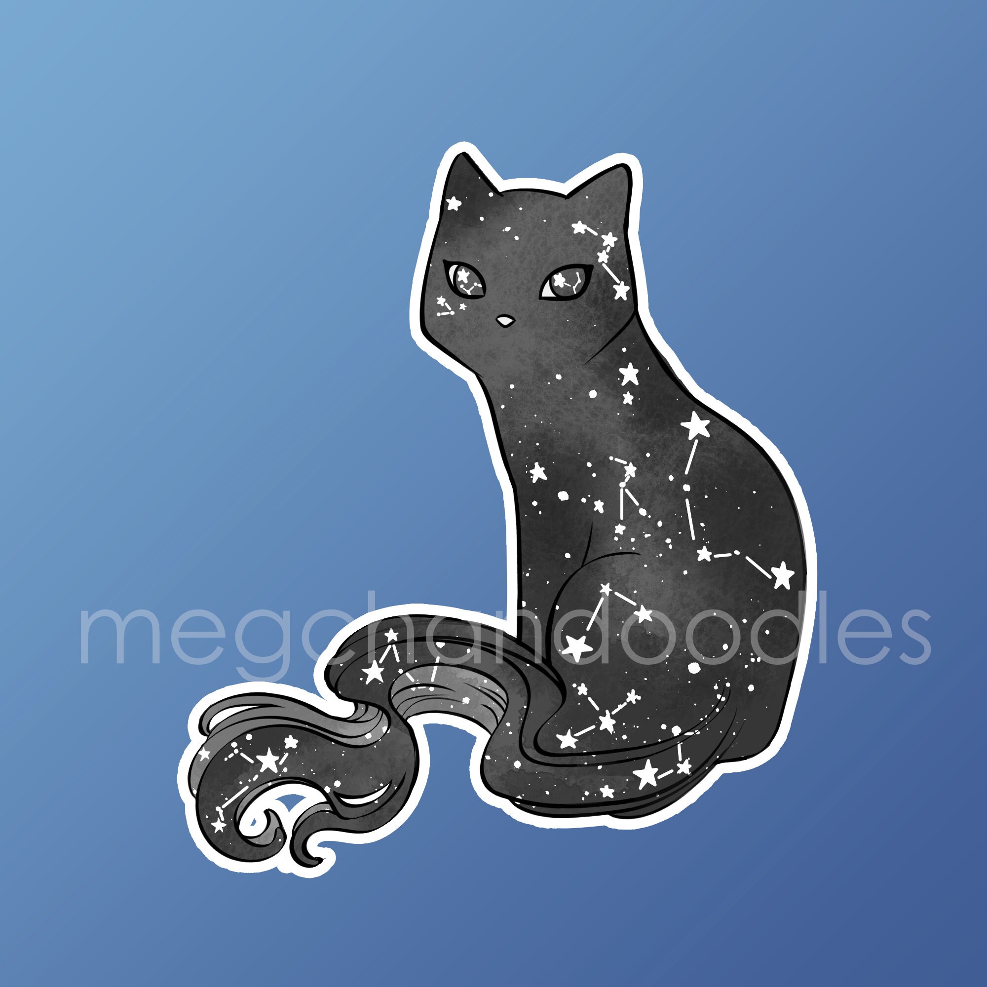 Holographic Starry Cat Sticker Cute Cat Sticker Cat | Etsy