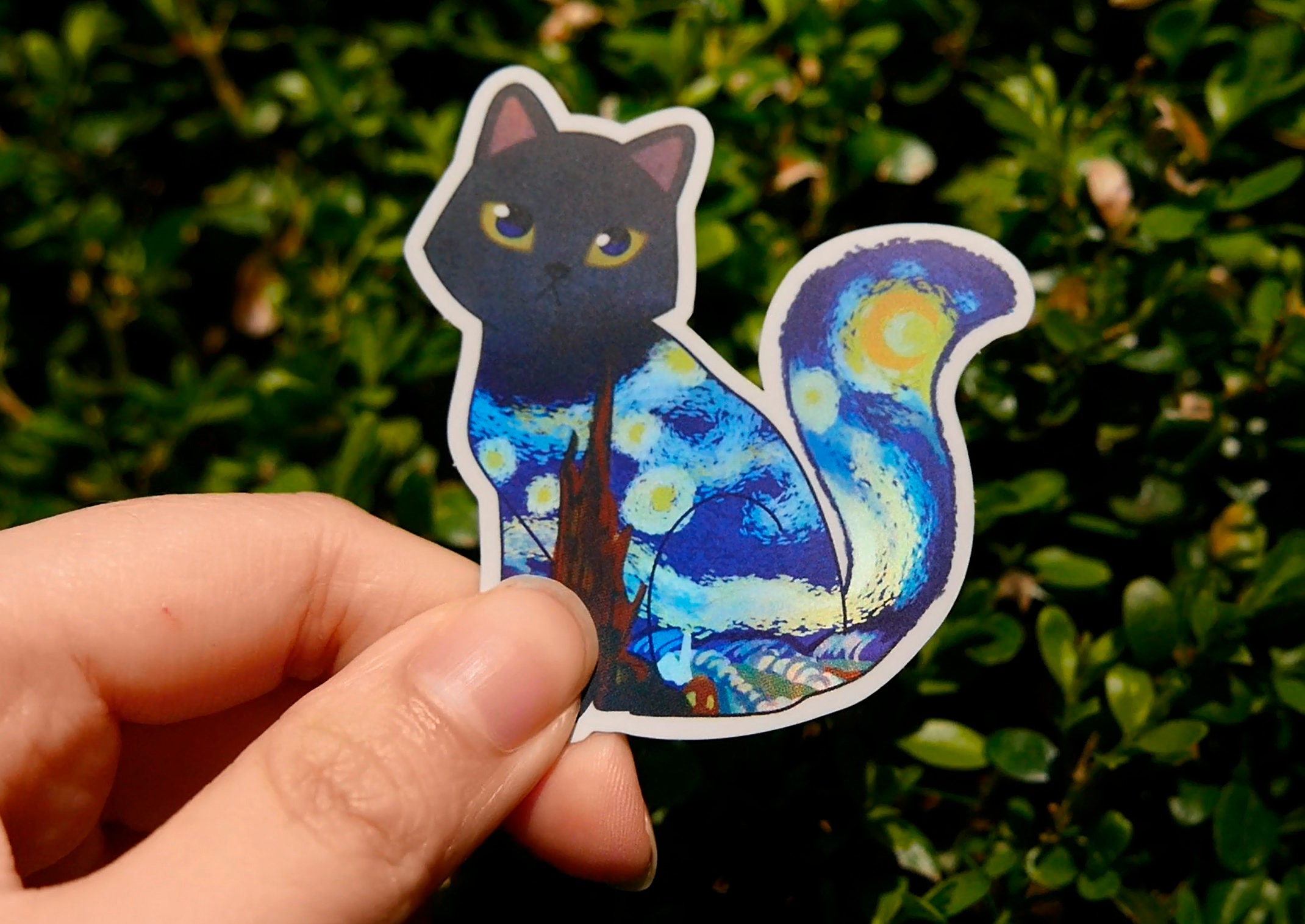 Vincent Van Gogh Sticker Starry Night Cute Vinyl Cat | Etsy