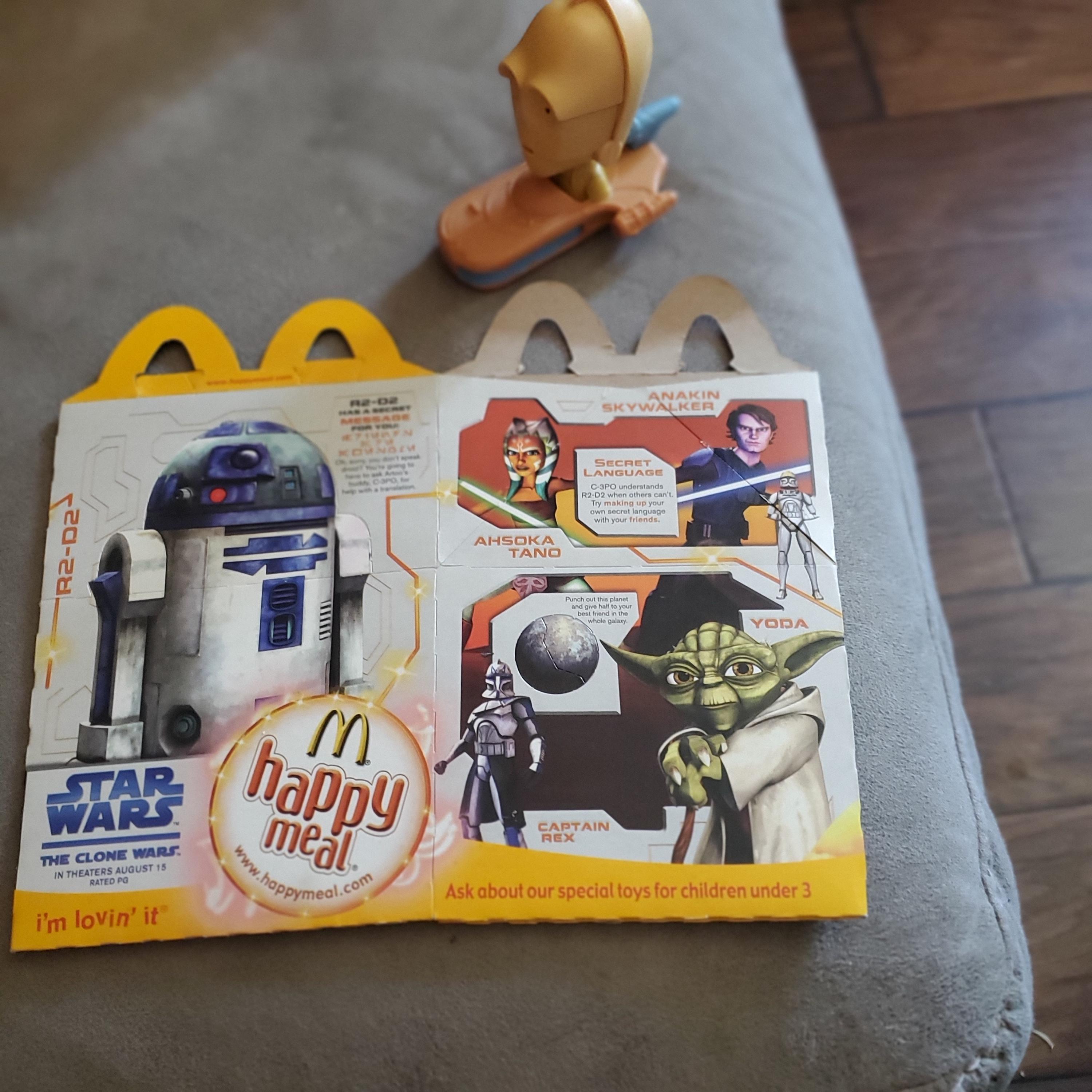 star wars the clone wars mcdonalds Happy meal box and C3po toy 2008