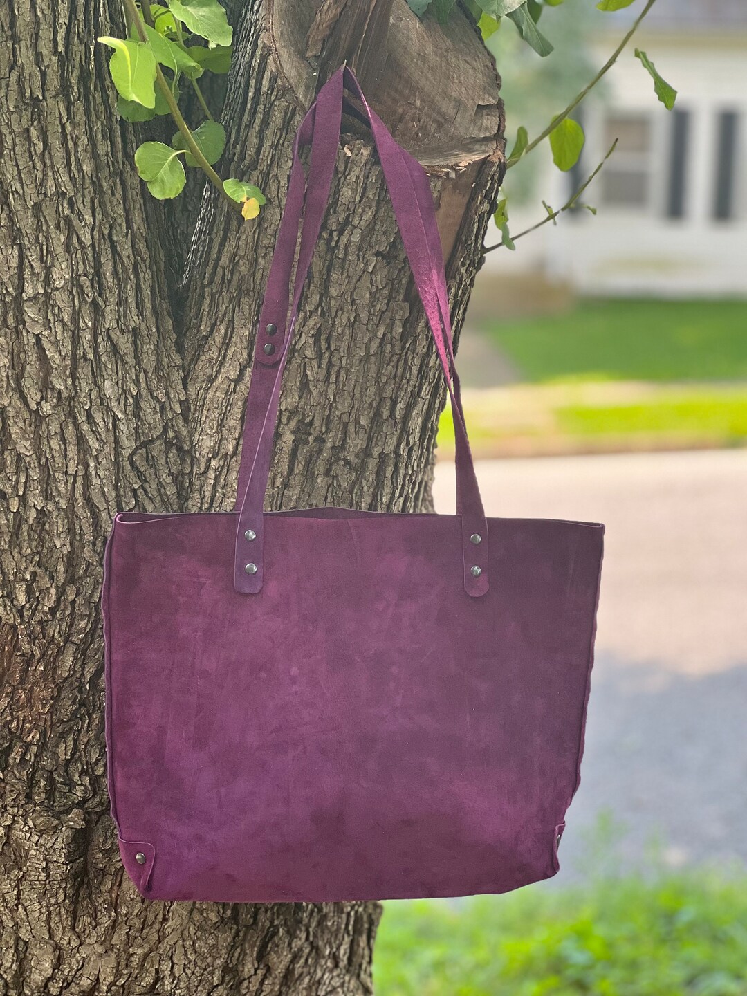 Merlot Top Handle Handmade Leather Tote Bag - Etsy