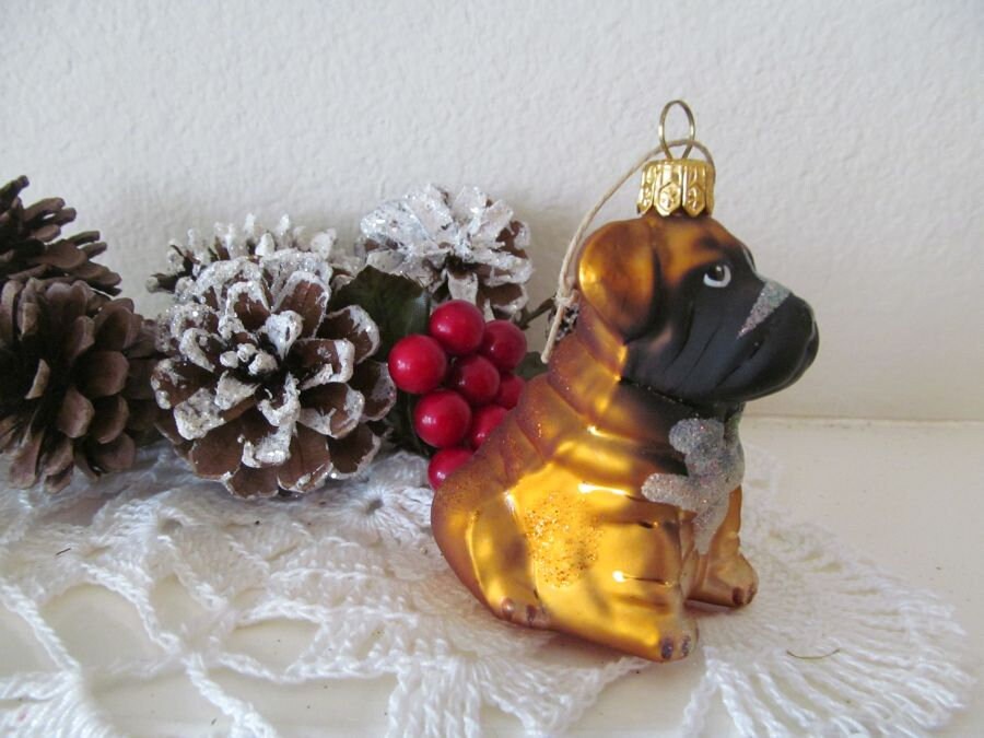 Dog Glass Christmas Ornament Blown Glass Christmas Ornament Etsy