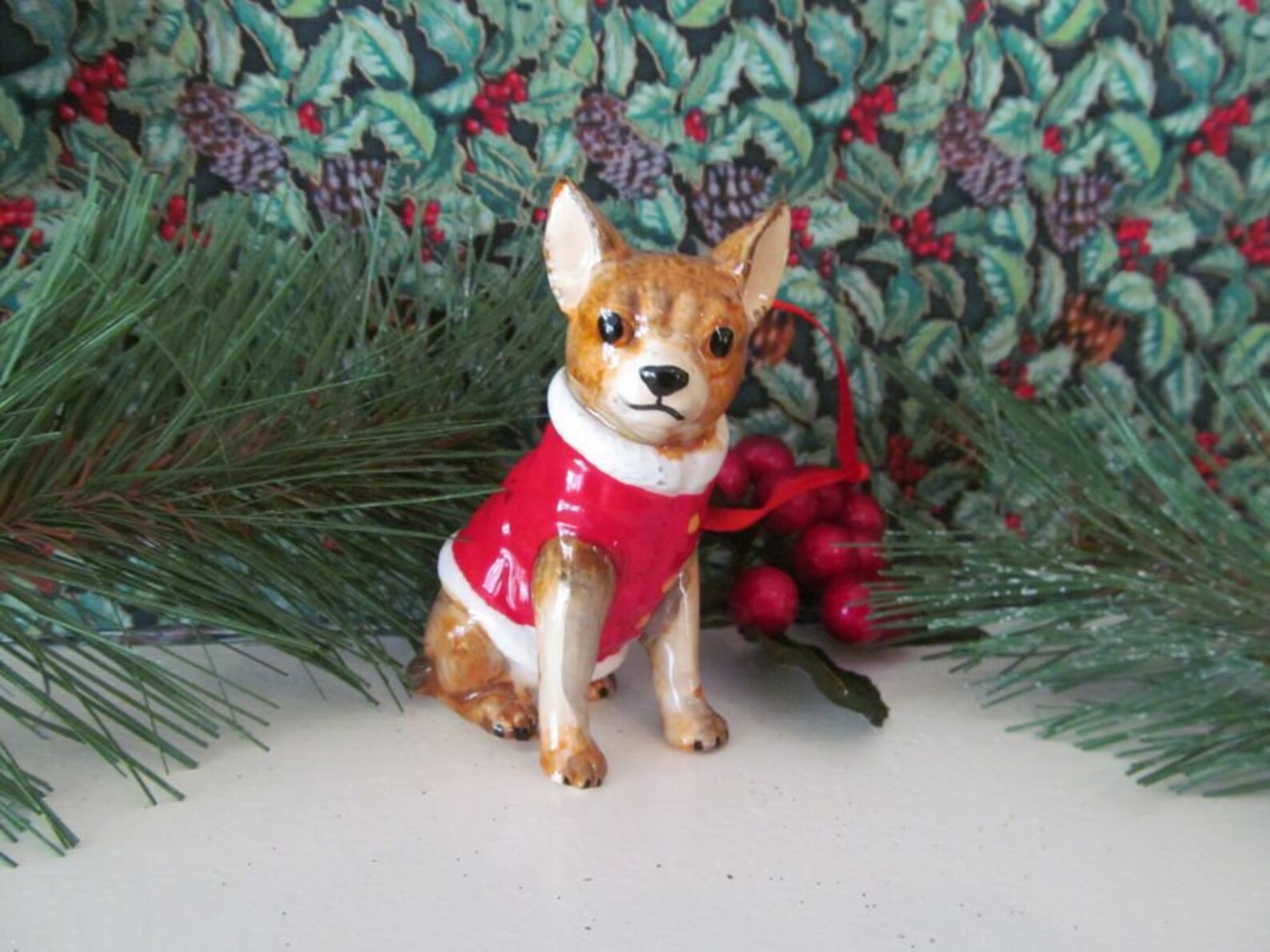 Cute Ceramic Dog Christmas Ornament Christmas Ornament Dog Etsy