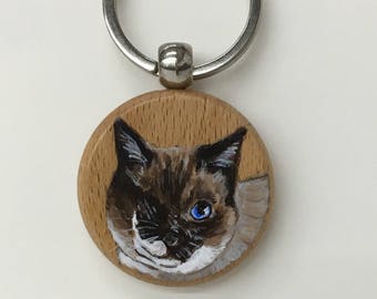 Custom hand painted pet portrait keychain