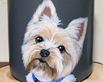 Urna para mascotas de cerámica pintada a mano personalizada