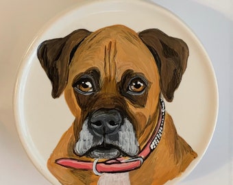 Custom hand painted ceramic pet portrait ornament