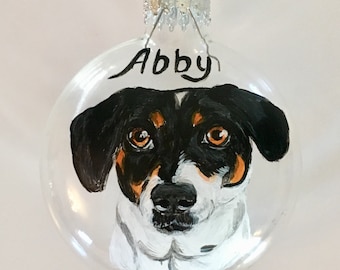 Custom hand painted pet portrait ornament