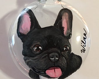 Custom hand painted pet portrait ornament
