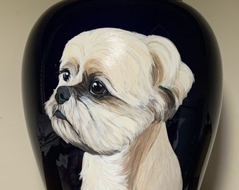 Custom Hand Painted Pet Portrait Urn