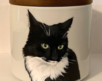 Custom hand painted portrait pet urn