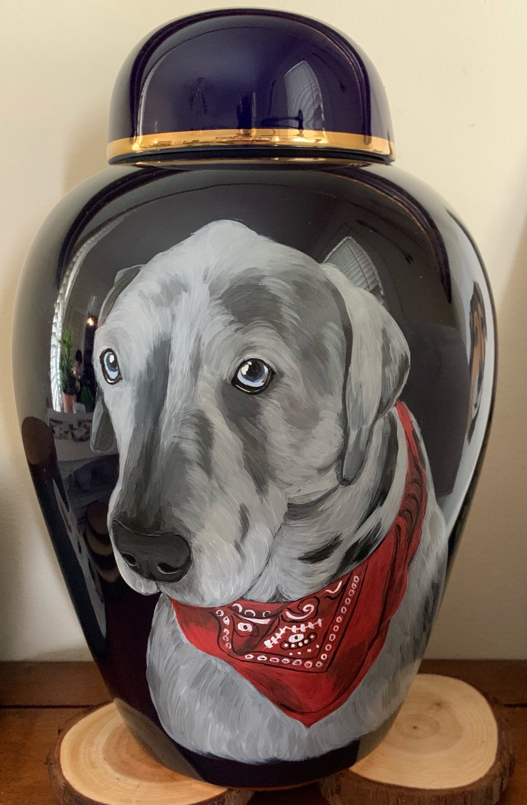 Custom Hand Painted Portrait Pet Urn Etsy