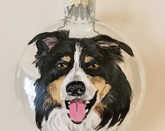 Custom hand painted pet portrait ornament