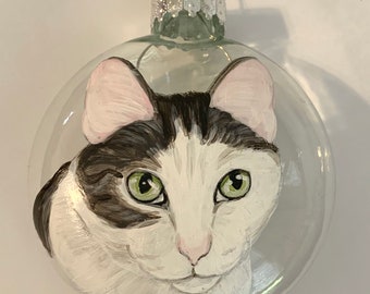 Custom hand painted pet portrait ornament