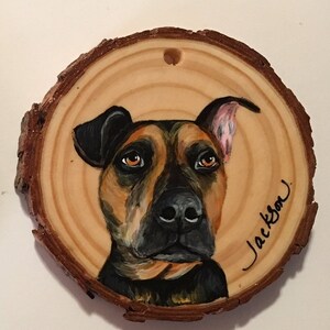 Custom hand painted pet portrait ornament
