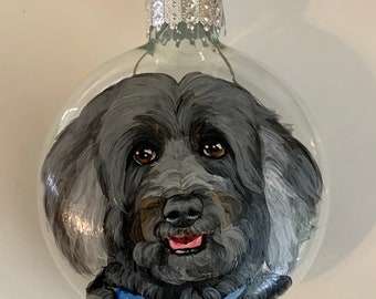 Custom Hand painted pet portrait ornament