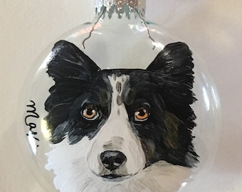Custom hand painted pet portrait ornament