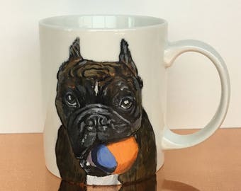Custom hand painted pet portrait coffee mug
