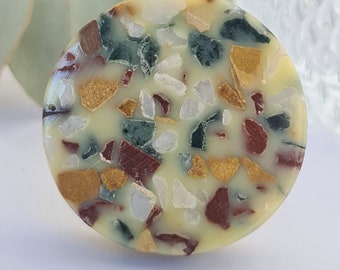 Round Terrazzo Resin Cabinet Knob: Hamptons Coastal Decor