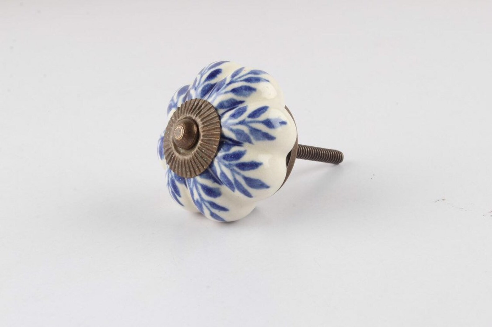 Set of 6 Kitchen Cupboard Door Knobs in White with Blue Floral Etsy
