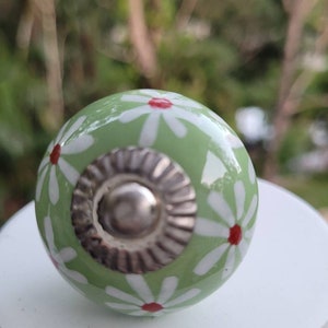 SALE SALE SALE Ceramic and Metal knobs handles Handmade Post from Australia Green