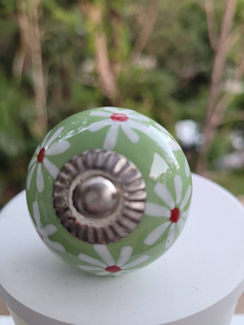SALE SALE SALE Ceramic and Metal knobs handles Handmade Post from Australia Green