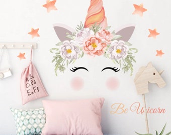 AllWallStickers unicorn removable wall decal, nursery decor, princess decor, free shipping Star Seller