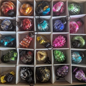 25 Vintage Style Glass Christmas Baubles - Handmade Ornament Set