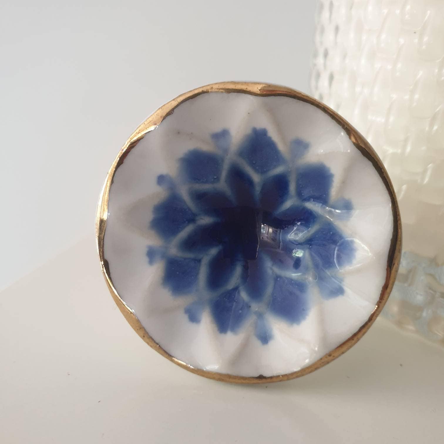 Azul / Oro cerámica porcelana puerta perillas cajones de | Etsy