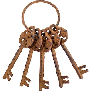 Juego de llaveros vintage de hierro fundido: decoración rústica para jardín, estilo antiguo.