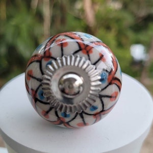 SALE SALE SALE Ceramic and Metal knobs handles Handmade Post from Australia Orange