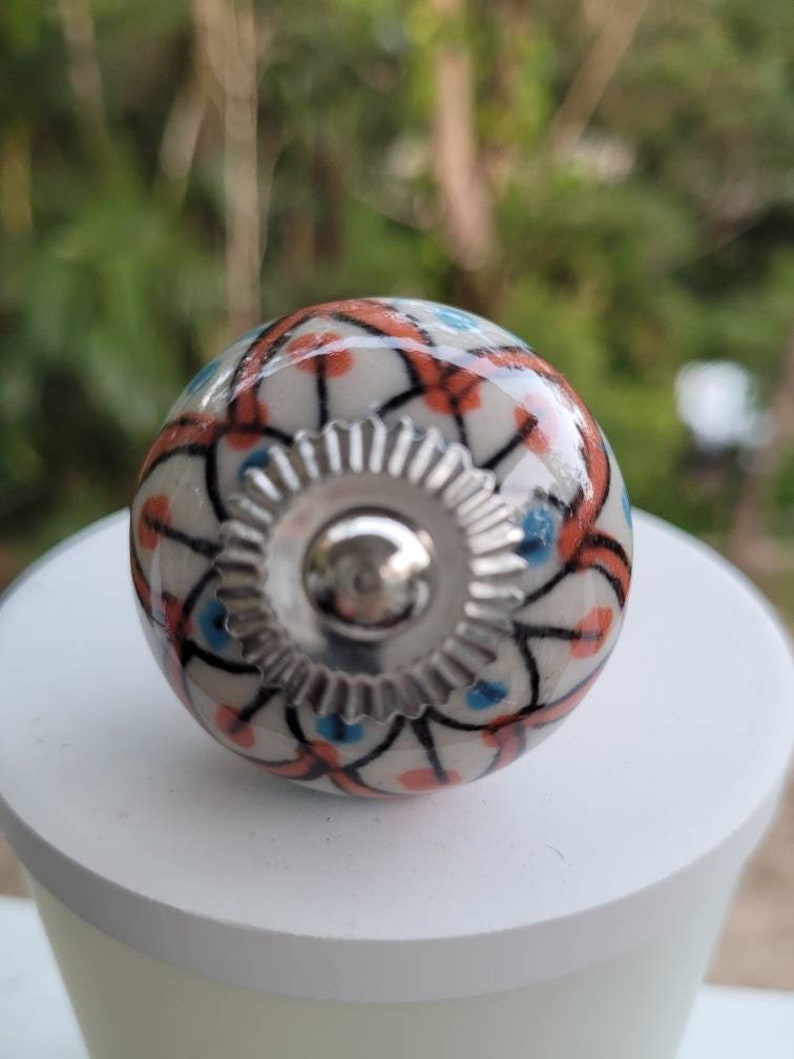 SALE SALE SALE Ceramic and Metal knobs handles Handmade Post from Australia Orange