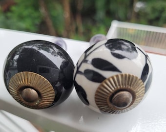 Floral Medallion Ceramic Knob: Gold Foil Accent Dresser Hardware - Etsy