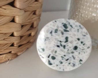 Round Terrazzo Resin Cabinet Knob: Coastal Hamptons Decor