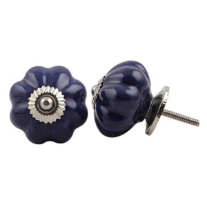 Australia Star SellerNavy Blue Scalloped Ceramic Porcelain floral Door Knobs Furniture Drawer Bedside Cabinet Kitchen