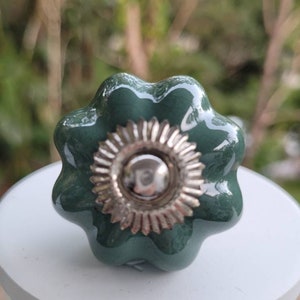 SALE SALE SALE Ceramic and Metal knobs handles Handmade Post from Australia Sea Green