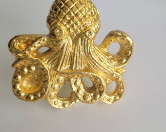 Gold Brass Octopus Knob: Metal Furniture Handle